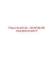 Công ty đa quốc gia – chủ thể đặc biệt trong Quan hệ quốc tế