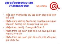 Đặc điểm văn hóa & tâm lý khách du lịch