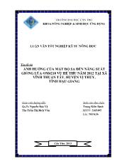 Đề tài Ảnh hưởng của mật độ sạ đến năng suất giống lúa OM4218 vụ hè thu năm 2012 tại Xã Vĩnh Thuận Tây, Huyện Vị Thủy, Tỉnh Hậu Giang