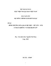Đề tài Bình thường hóa quan hệ Việt – Mỹ 1975 – 1978 có hay không “cơ hội bị bỏ lỡ”