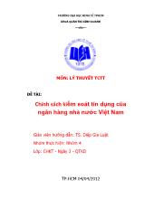 Đề tài Chính sách kiểm soát tín dụng của ngân hàng nhà nước Việt Nam