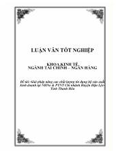 Đề tài Giải pháp nâng cao chất lượng tín dụng hộ sản xuất kinh doanh tại Ngân hàng nông nghiệp & Phát triển nông thôn Chi nhánh Huyện Hậu Lộc-Tỉnh Thanh Hóa