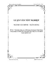 Đề tài Giải pháp nâng cao chất lượng tín dụng tại Ngân hàng Nông nghiệp và Phát triển Nông thôn tỉnh Nghệ An, Chi nhánh huyện Quỳnh Lưu