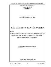 Đề tài Giải pháp nâng cao hiệu quả công tác huy động vốn tại ngân hàng nông nghiệp và phát triển nông thôn chi nhánh Ba Đình – Thanh Hóa