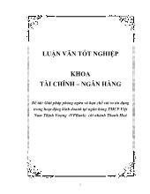 Đề tài Giải pháp phòng ngừa và hạn chế rủi ro tín dụng trong hoạt động kinh doanh tại ngân hàng Thương mại cổ phần Việt Nam Thịnh Vượng (VPBank) chi nhánh Thanh Hoá