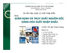 Đề tài Giám định và truy xuất nguồn gốc hàng hóa xuất nhập khẩu