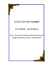 Đề tài Hạn chế rủi ro tín dụng tại Ngân h àng thương m ại cổ phần Ngoại thương Việt Nam - Chi nhánh Vinh