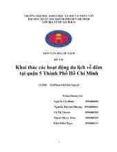 Đề tài Khai thác các hoạt động du lịch về đêm tại quận 5 Thành Phố Hồ Chí Minh