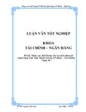 Đề tài Nâng cao chất lượng cho vay tiêu dùng tại Ngân hàng Việt Nam Thịnh Vượng VP Bank – Chi nhánh Nghệ An