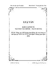 Đề tài Nâng cao chất lượng hoạt động cho vay trung và dài hạn tại Ngân hàng nông nghiệp & Phát triển Yên Định- Phòng giao dịch Kiểu