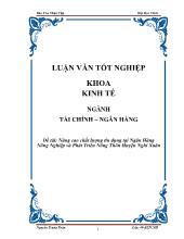 Đề tài Nâng cao chất lượng tín dụng tại Ngân Hàng Nông Nghiệp và Phát Triển Nông Thôn Huyện Nghi Xuân
