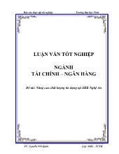 Đề tài Nâng cao chất lượng tín dụng tại SHB Nghệ An