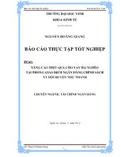 Đề tài Nâng cao hiệu quả cho vay hộ nghèo tại phòng giao dịch ngân hàng chính sách xã hội huyện Như Thanh