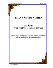 Đề tài Nâng cao hiệu quả huy động vốn tại Ngân hàng đầu tư và phát triển chi nhánh Bỉm Sơn