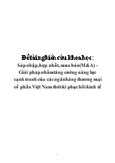 Đề tài nghiên cứu khoa học: Sáp nhập, hợp nhất, mua bán (M&A) -Giải pháp nhằm tăng cường năng lực cạnh tranh của các ngân hàng thương mại cổ phần Việt Nam thời kì phục hồi kinh tế