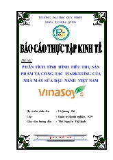 Đề tài Phân tích tình hình tiêu thụ sản phẩm và công tác marketing của nhà máy sữa đậu nành Việt Nam