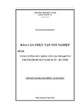 Đề tài Tăng cường huy động vốn tại Ngân hàng nông nghiệp & Phát triển nông thôn chi nhánh huyện Nghi Xuân - Hà Tĩnh