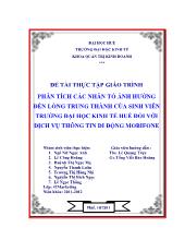 Đề tài Thực tập giáo trình phân tích các nhân tố ảnh hưởng đến lòng trung thành của sinh viên trường đại học kinh tế Huế đối với dịch vụ thông tin di động mobifone