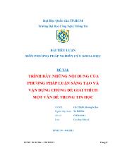 Đề tài Trình bày những nội dung của phương pháp luận sáng tạo và vận dụng chúng để giải thích một vấn đề trong tin học