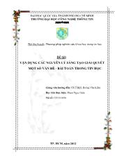 Đề tài Vận dụng các nguyên lý sáng tạo giải quyết một số vấn đề - Bài toán trong tin học