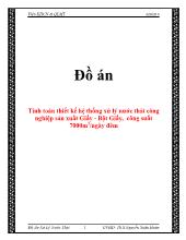Đồ án Tính toán thiết kế hệ thống xử lý nước thải công nghiệp sản xuất Giấy - Bột Giấy, công suất 7000m3 /ngày đêm