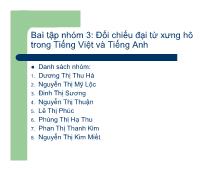 Đối chiếu đại từ xưng hô trong Tiếng Việt và Tiếng Anh