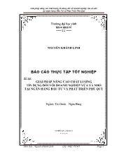 Giải pháp nâng cao chất lượng tín dụng đối với doanh nghiệp vừa và nhỏ tại ngân hàng Đầu Tư và Phát Triển Phủ Quỳ