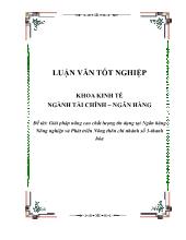 Giải pháp nâng cao chất lượng tín dụng tại Ngân hàng Nông nghiệp và Phát triển Nông thôn chi nhánh số 3-Thanh Hóa