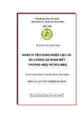 Hành vi tiêu dùng nhiên liệu và đo lường sự nhận biết thương hiệu Petrolimex