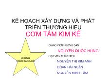 Kế họach xây dựng và phát triển thương hiệu cơm tấm Kim Kê