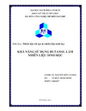 Khả năng sử dụng butanol làm nhiên liệu sinh học