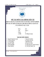Khủng hoảng nợ dưới chuẩn, bài học kinh nghiệm rút ra từ khủng hoảng cho hoạt động giám sát tài chính ở Việt Nam