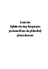 Luận văn Nghiên cứu ứng dụng enzym protease để tạo sản phẩm thuỷ phân nấm men