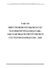 Luận văn Phân tích chuyển dịch cơ cấu ngành kinh tế giai đoạn 2006 - 2010 và kế hoạch chuyển dịch cơ cấu ngành giai đoạn 2011 - 2015