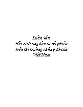 Luận văn Rủi ro trong đầu tư cổ phiếu trên thị trường chứng khoán Việt Nam