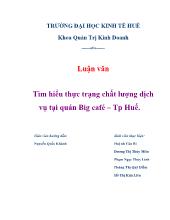Luận văn Tìm hiểu thực trạng chất lượng dịch vụ tại quán Big café – Thành phố Huế