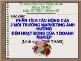 Phân tích tác động của 2 môi trường marketing ảnh hưởng đến hoạt động của 1 doanh nghiệp