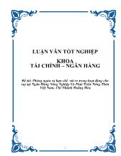 Phòng ngừa và hạn chế rủi ro trong hoạt động cho vay tại Ngân Hàng Nông Nghiệp Và Phát Triển Nông Thôn Việt Nam- Chi Nhánh Hoằng Hóa