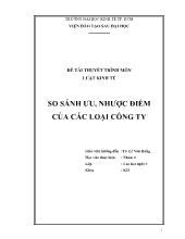 So sánh ưu, nhược điểm của các loại công ty