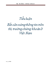 Tiểu luận Bất cân xứng thông tin trên thị trường chứng khoán ở Việt Nam