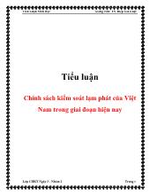 Tiểu luận Chính sách kiểm soát lạm phát của Việt Nam trong giai đoạn hiện nay