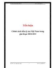 Tiểu luận Chính sách tiền tệ của Việt Nam trong giai đoạn 2010-2011