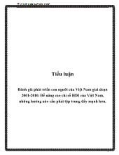 Tiểu luận Đánh giá phát triển con người của Việt Nam giai đoạn 2001-2010. Để nâng cao chỉ số HDI của Việt Nam, những hướng nào cần phải tập trung đẩy mạnh hơn