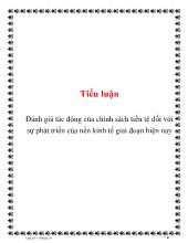 Tiểu luận Đánh giá tác động của chính sách tiền tệ đối với sự phát triển của nền kinh tế giai đoạn hiện nay