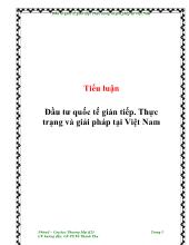 Tiểu luận Đầu tư quốc tế gián tiếp. Thực trạng và giải pháp tại Việt Nam