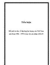 Tiểu luận Đổi mới tư duy về tập hợp lực lượng của Việt Nam giai đoạn 1986 – 1995 trong việc gia nhập ASEAN