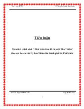 Tiểu luận Phân tích chính sách “ Phát triển khu đô thị mới Thủ Thiêm” theo qui hoạch của Ủy ban Nhân dân thành phố Hồ Chí Minh