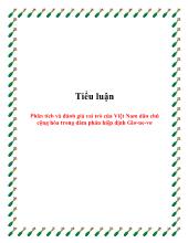 Tiểu luận Phân tích và đánh giá vai trò của Việt Nam dân chủ cộng hòa trong đàm phán hiệp định Giơ-Ne-vơ
