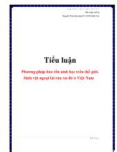 Tiểu luận Phương pháp bảo tổn sinh học trên thế giới. Sinh vật ngoại lai rùa tai đỏ ở Việt Nam