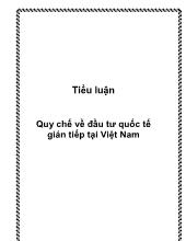 Tiểu luận Quy chế về đầu tư quốc tế gián tiếp tại Việt Nam